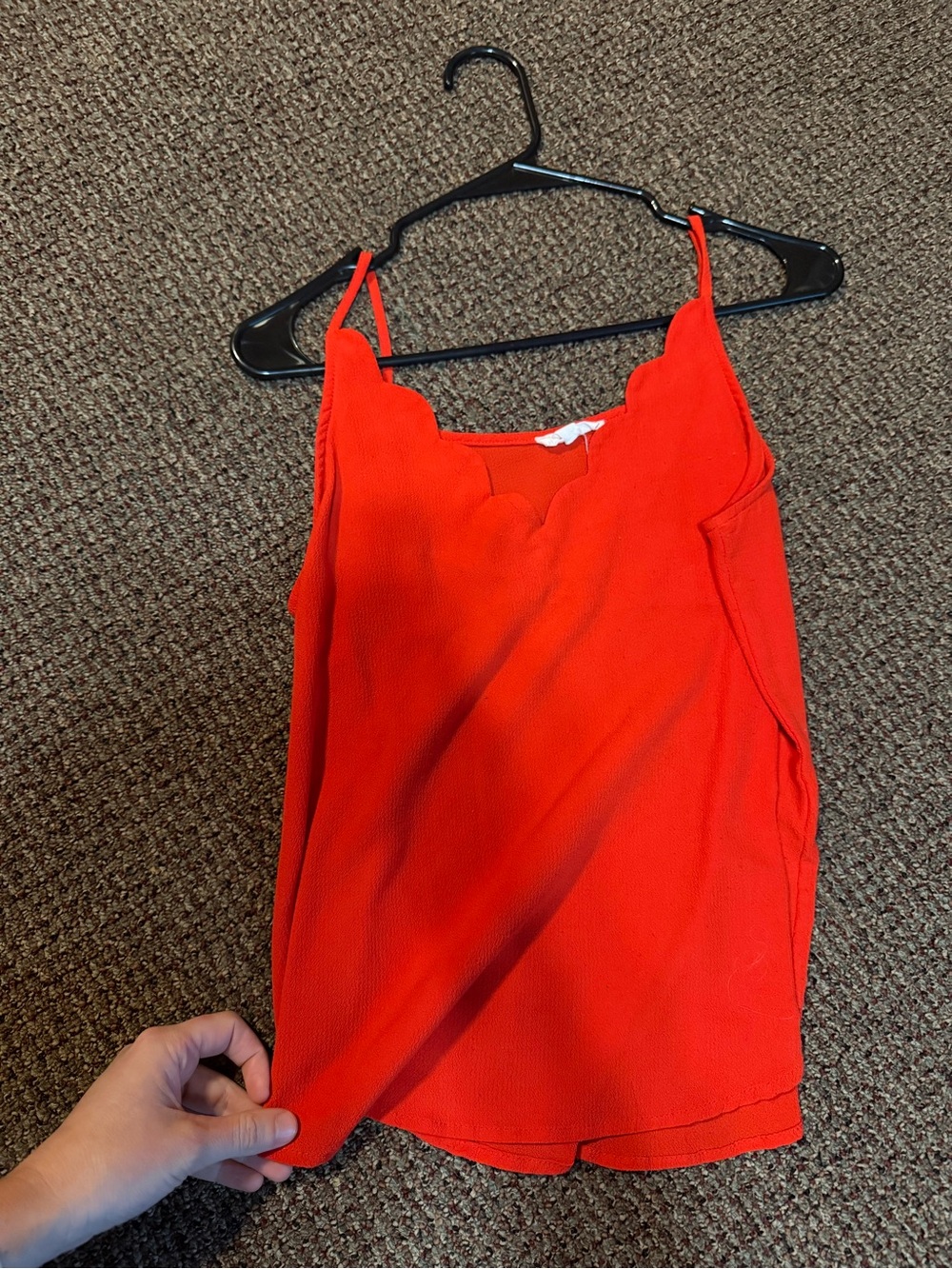 Scallop Neck Red Women's Cami Tank Top
